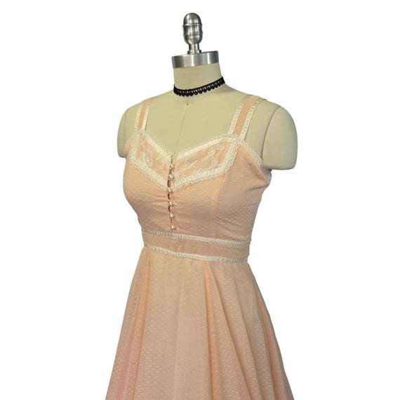 Gunne Sax Pink Maxi Dress Size S 9 Lace Prairie S… - image 9