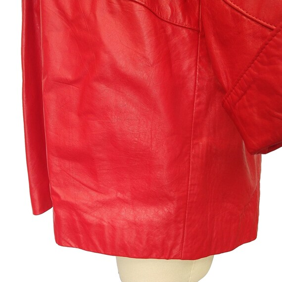 Vintage 80s Women's Red Leather Jacket Size S Ove… - image 10
