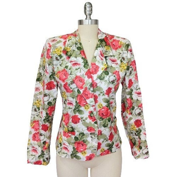 Judy Knapp Vintage Floral Print Blazer Size S M C… - image 1