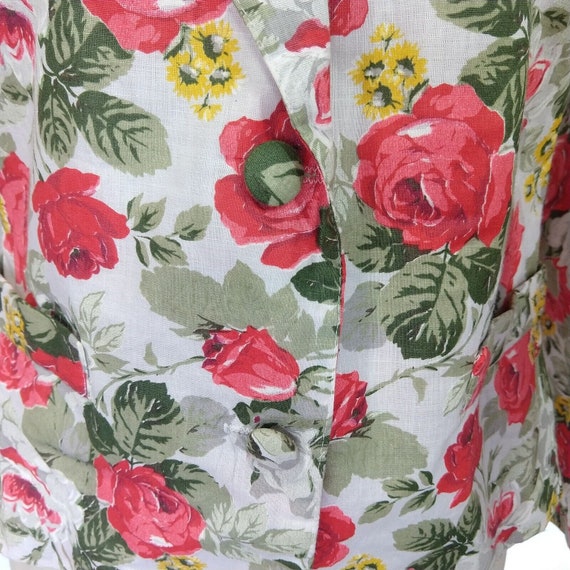 Judy Knapp Vintage Floral Print Blazer Size S M C… - image 8