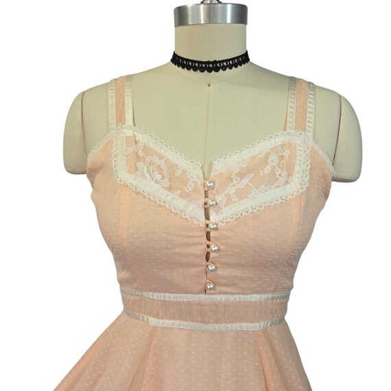 Gunne Sax Pink Maxi Dress Size S 9 Lace Prairie S… - image 3