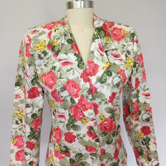 Judy Knapp Vintage Floral Print Blazer Size S M C… - image 2