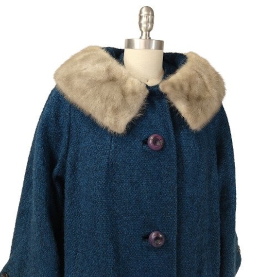 VTG Bettijean 50s 60s Fur Collar Swing Coat Size … - image 3