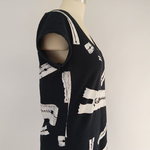 Vintage 90's Zipper Print Mini Dress Size S Black… - image 6