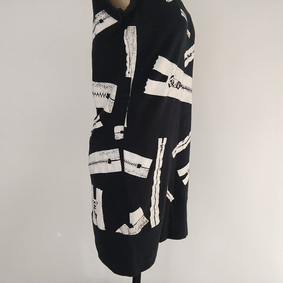 Vintage 90's Zipper Print Mini Dress Size S Black… - image 7