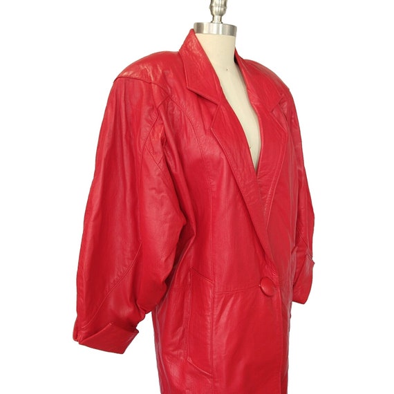 Vintage 80s Women's Red Leather Jacket Size S Ove… - image 6