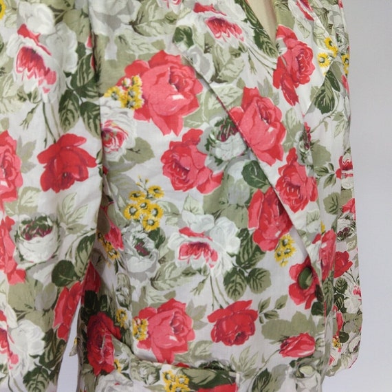 Judy Knapp Vintage Floral Print Blazer Size S M C… - image 5