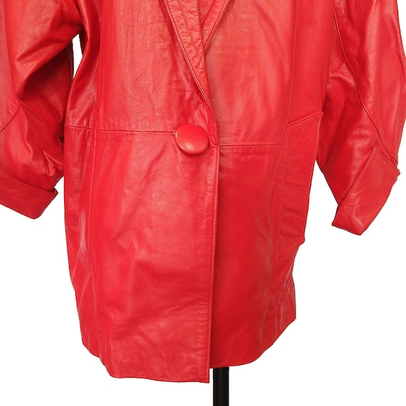 Vintage 80s Women's Red Leather Jacket Size S Ove… - image 5