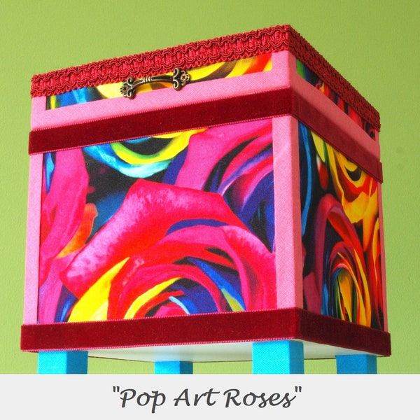 schmuckbox pop art rosen holz schmuckkasten bunt box für erinnerungen kleinkram mit blumen schmuckaufbewahrung