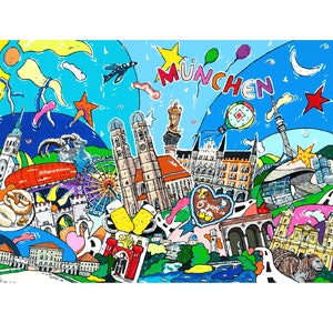 munich skyline germany fine art print giclee pop art picture bavaria gift