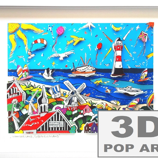 nordsee 3D wand bild pop art kunst gerahmt fine art limited edition friesland ostfriesland