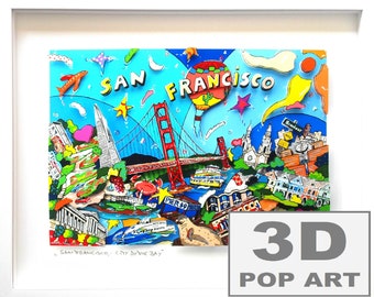 San Francisco USA 3D pop art artwork framed wall art colourful cityscape personalizable pictures limited edition fine art
