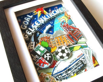 Gelsenkirchen Schalke 3D Fussball Geschenk für Männer Stadion skyline souvenir 3D Pop Art Bild