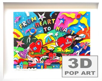 liebe 3D pop art kunst wand bild gerahmt fine art limited edition