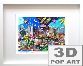 new york city 3d pop art cityscape skyline framed artwork manhattan 3d construction wall art limited edition fine art personalizable