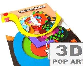 lovers 3D couple love colorful 3D pop art artwork wall art fine art limited edition