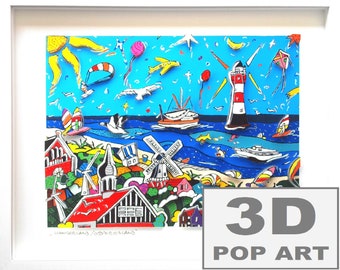 german seascape 3d pop art framed wall art color blocking artwork fine art limited edition germany