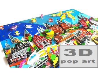 Lübeck skyline 3D pop art bild limited edition fine art ostsee städte bild