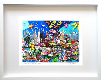 【週末セール】【3Dアート】NEW YORK - EAST RIVER New York City 3D Pop Art Artwork Gifts Framed Colourful
