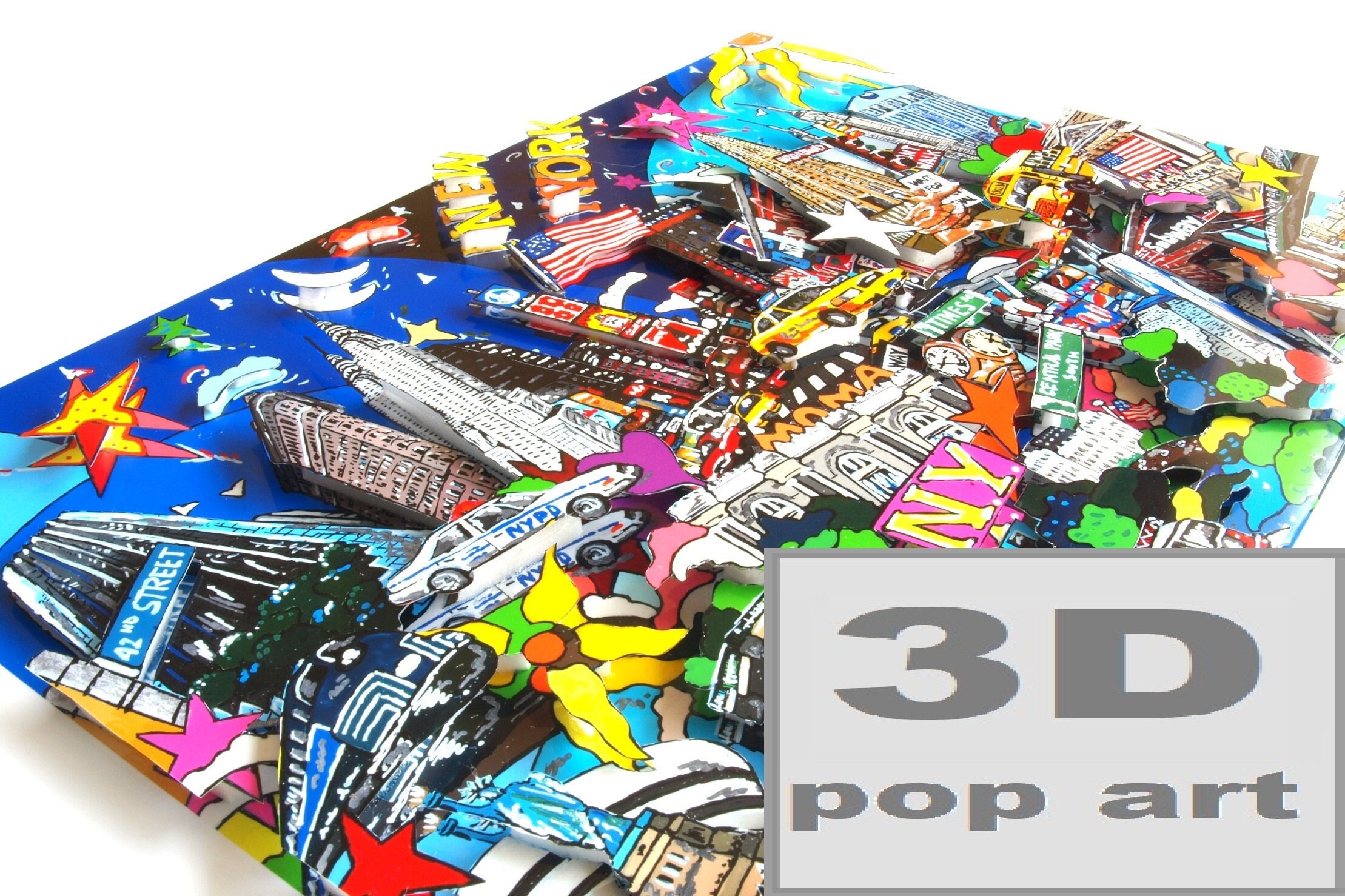 new york city 3d pop art cityscape skyline construction manhattan big apple artwork wall art limited edition fine art