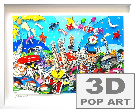 Munich Bavaria Germany Framed 3d Pop Art Cityscape Wall Art Etsy