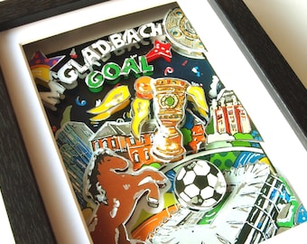 Mönchengladbach 3D Fussball Geschenk für Männer Stadion skyline souvenir 3D Pop Art Bild