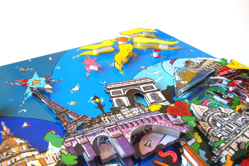 Paris France 3d Pop Art Wall Art Cityscape Artwork Framed Fine Etsy