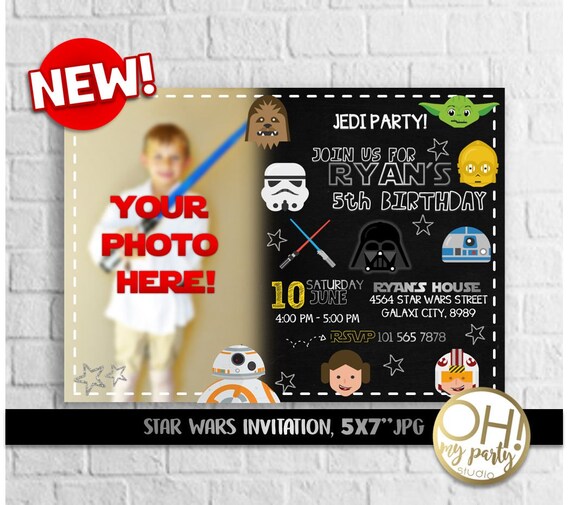 Star Wars Invitation Star Wars Birthday Invitations Star Etsy