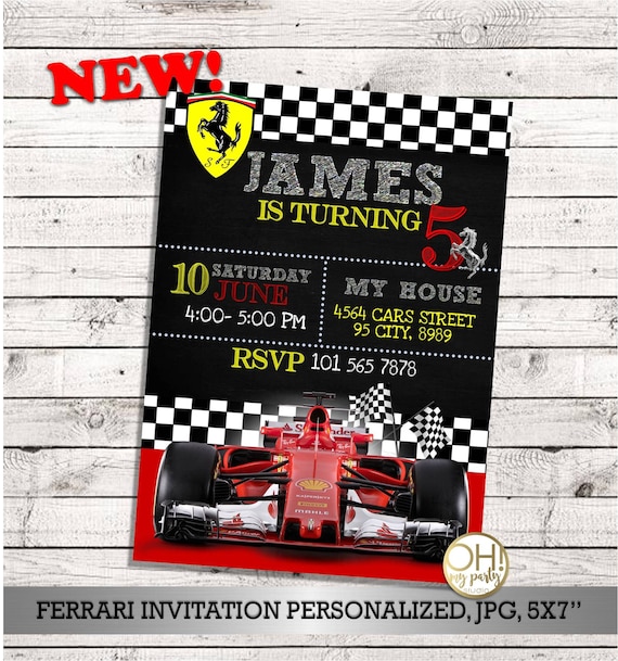 Urodziny Ferrari Zaproszenie Ferrari Ferrari Party Etsy
