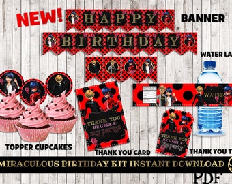 MIRACULOUS LADYBUG birthday printable, miraculous ladybug party, miraculous birthday party, miraculous party supplies, miraculous