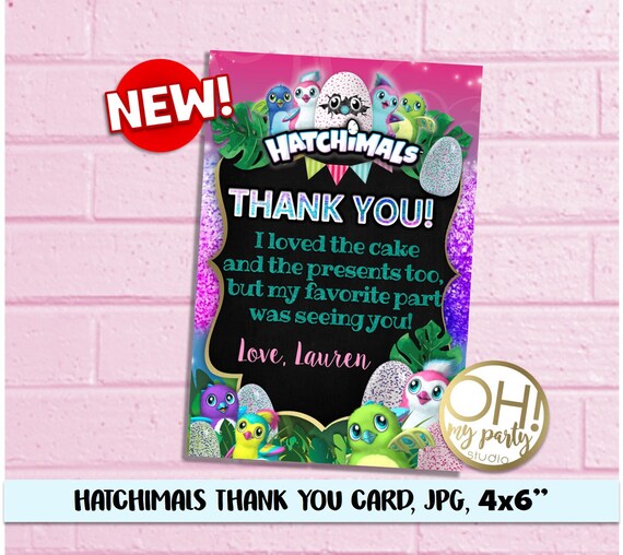 Hatchimals Thank you card Hatchimals Birthday Hatchimal | Etsy