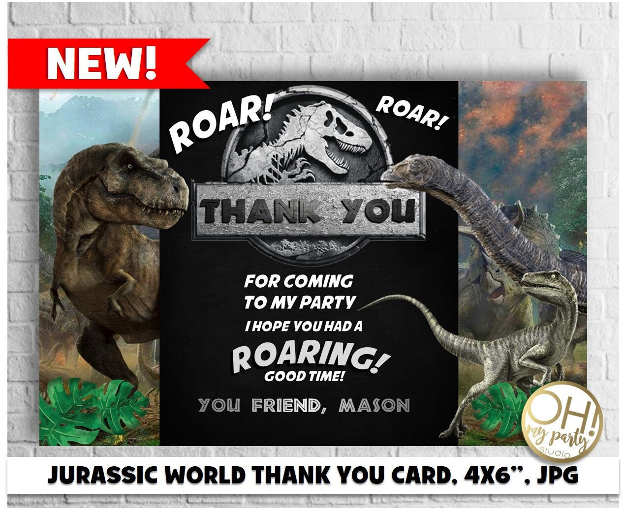 JURASSIC WORLD thank you card jurassic thank you | Etsy