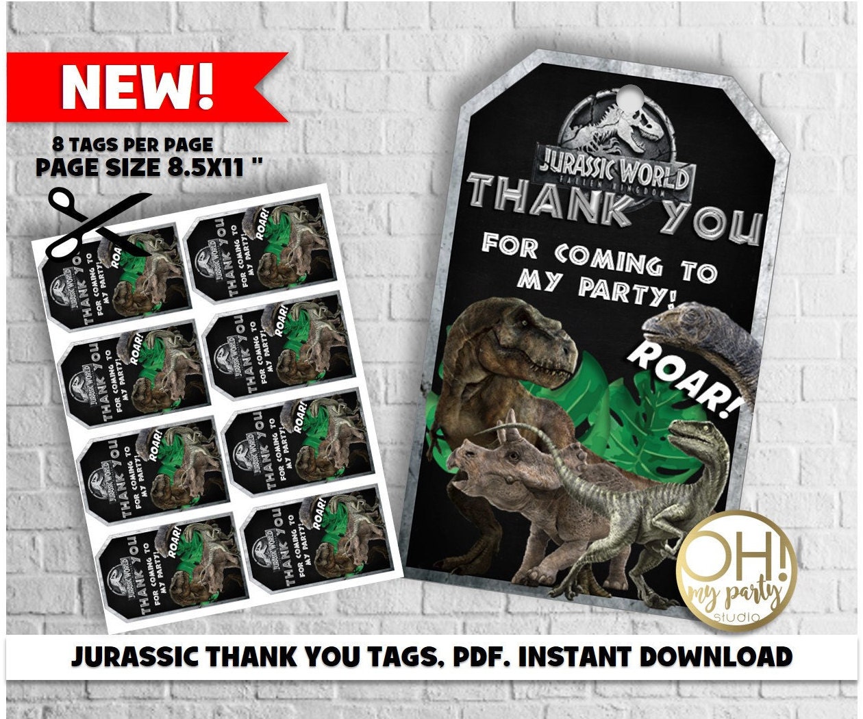 JURASSIC WORLD thank you tags.jurassic world fallen | Etsy