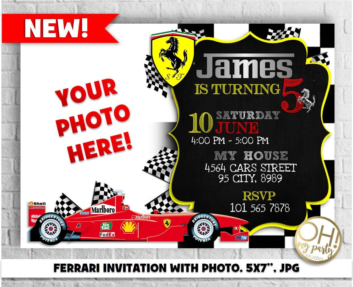 Ferrari Birthday ferrari invitation ferrari party ferrari Etsy