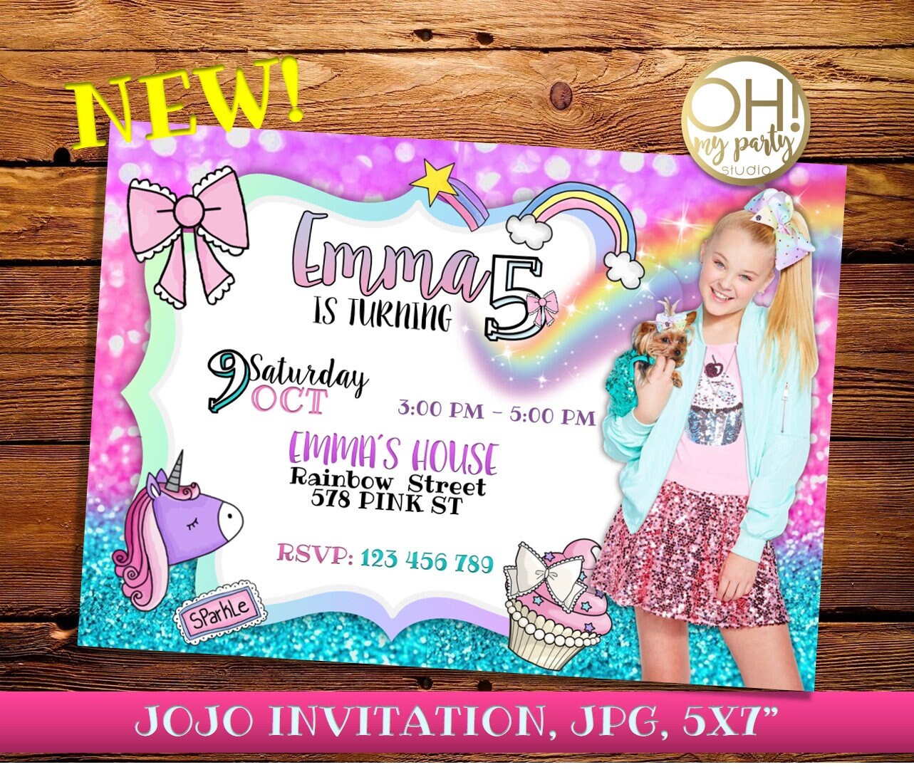 JOJO SIWA birthday invitation jojo siwa party jojo siwa | Etsy