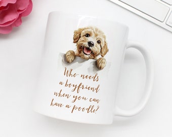 Smiling Poodle Puppy Ceramic Mug - Dog Lover's Gift