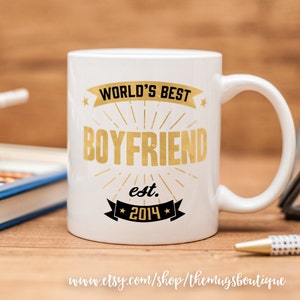 Custom Mug for boyfriend, with quote World's best boyfriend and a custom date image 1