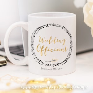 Wedding Officiant Mug | Personalised Officiant Thank You Gift | Custom Name & Date Mug | Ceremony Keepsake | Wedding Appreciation Cup