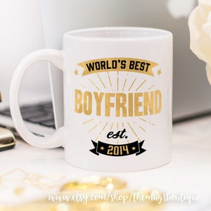 Custom Mug for boyfriend, with quote World's best boyfriend and a custom date image 3