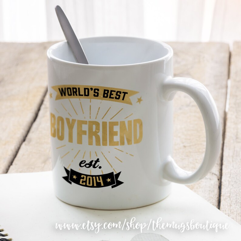 Custom Mug for boyfriend, with quote World's best boyfriend and a custom date image 4