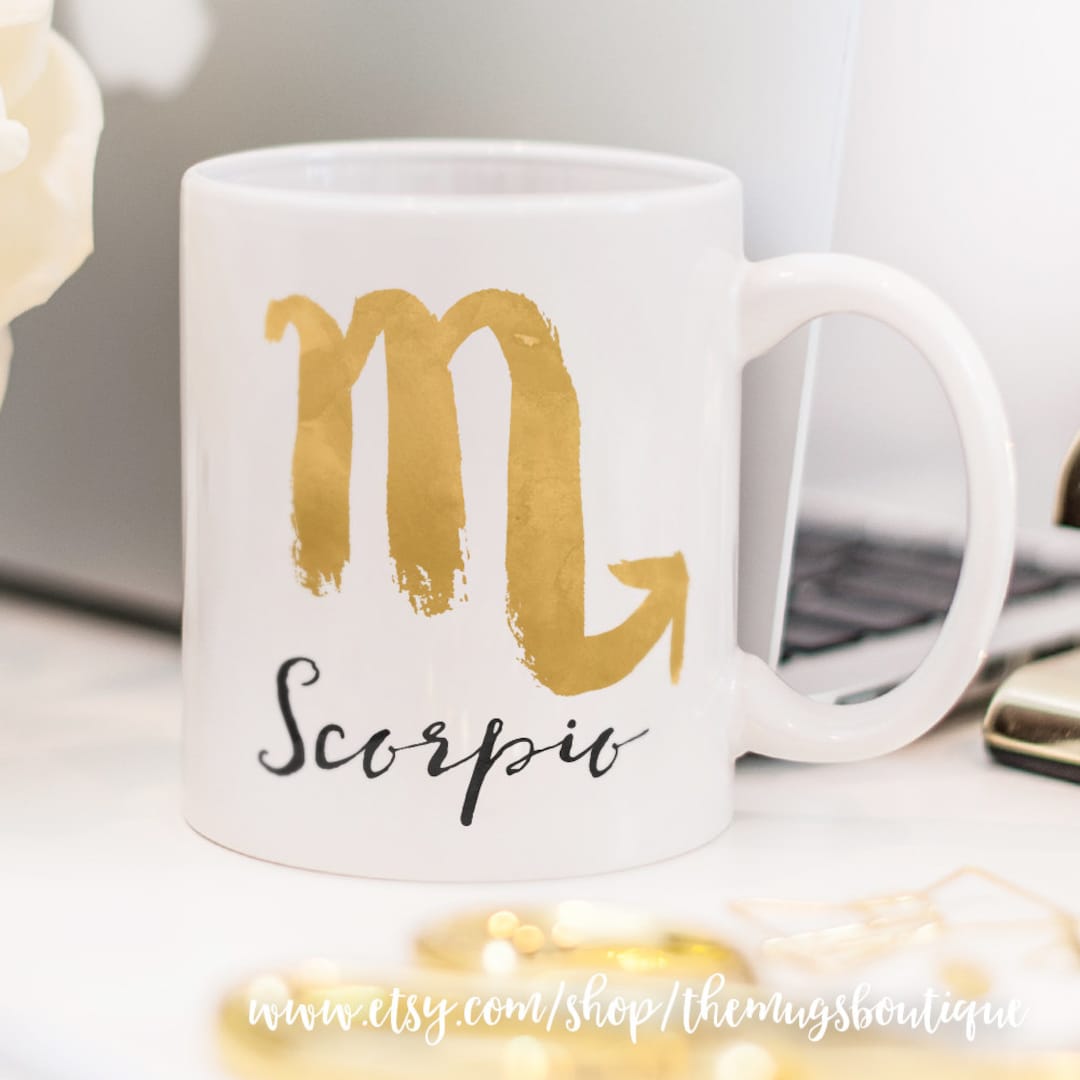 Scorpio Mug With Brush Painted Zodiac Sign - Etsy