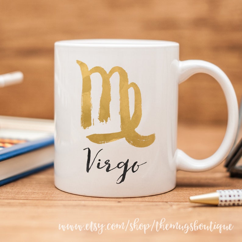 Virgo Mug With Brush Painted Zodiac Sign | Etsy