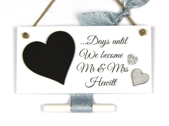 plaque ❤️*New* Personalised Wedding Countdown sign Mr /& Mrs❤️ Engagement gift