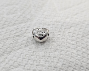 authentic      Pandora  my pet paw print heart charm