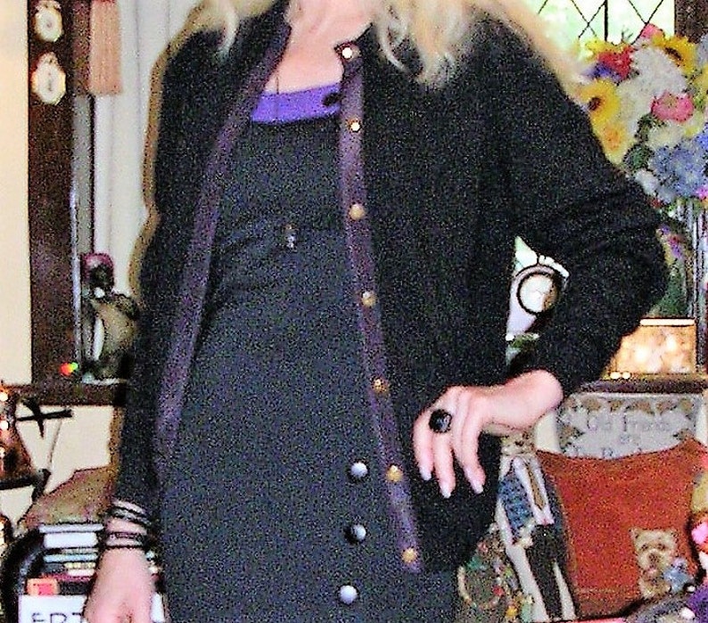 Sydney by Ballantyne made in Scotland size MEDIUM Vintage Original 1950/'s black 100/% superfine Geelong wool cardigan by F V Richards /& Co