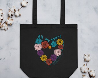 Scripture Valentine floral heart Tote Bag