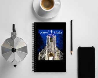 Acadian Village Louisiana Christmas chapel painting on Spiral notebook