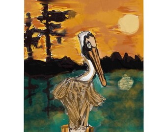 Elizabeth pelican Louisiana art on throw Blanket