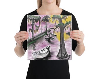 Elizabeth Sonnenuntergang Bayou Malerei auf Leinwand