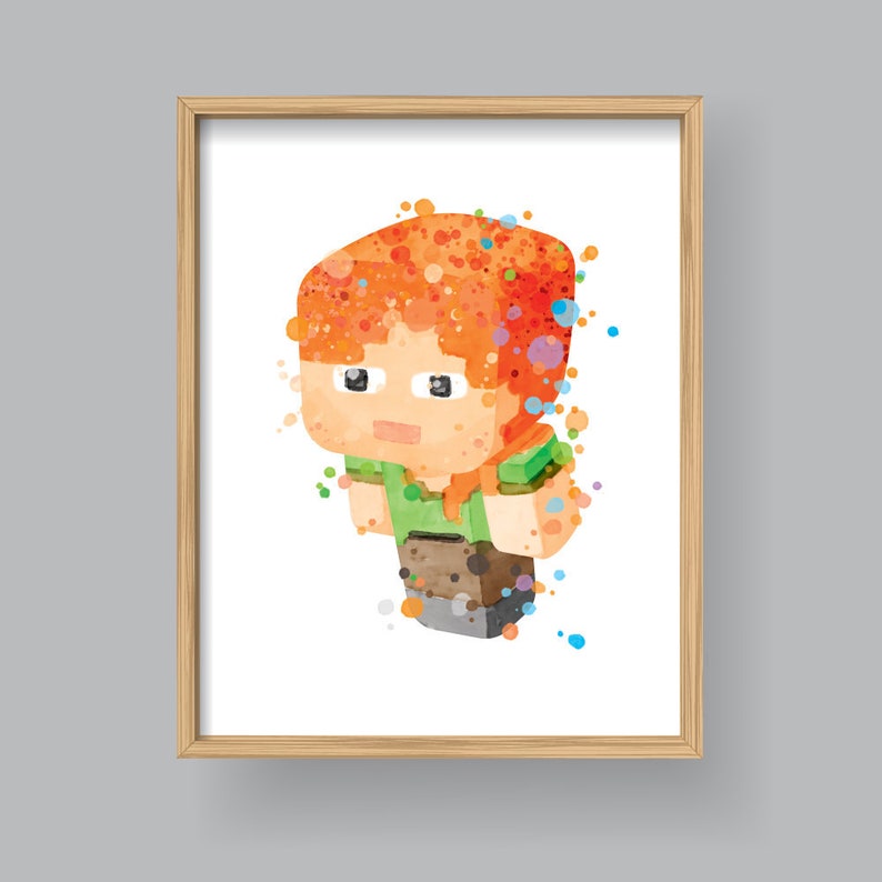 Minecraft Alex Wall Art Printable Minecraft Alex Watercolor Etsy